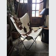 Butterfly Chair Tan & White Cowhide gallery detail image