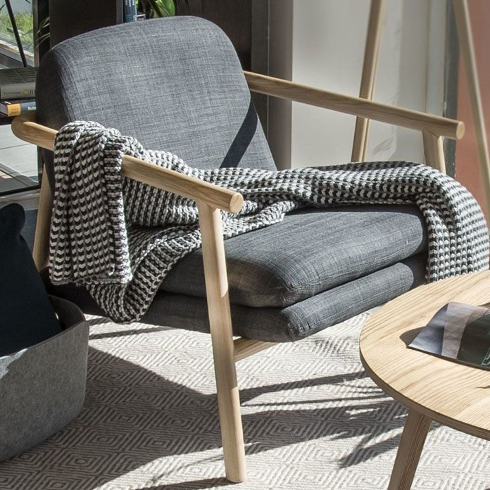 Bene Lounge Chair  - Charcoal Fabric gallery detail image