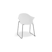 Pebble Armchair White with Shell Seat - Sled Base with Black Legs gallery detail image