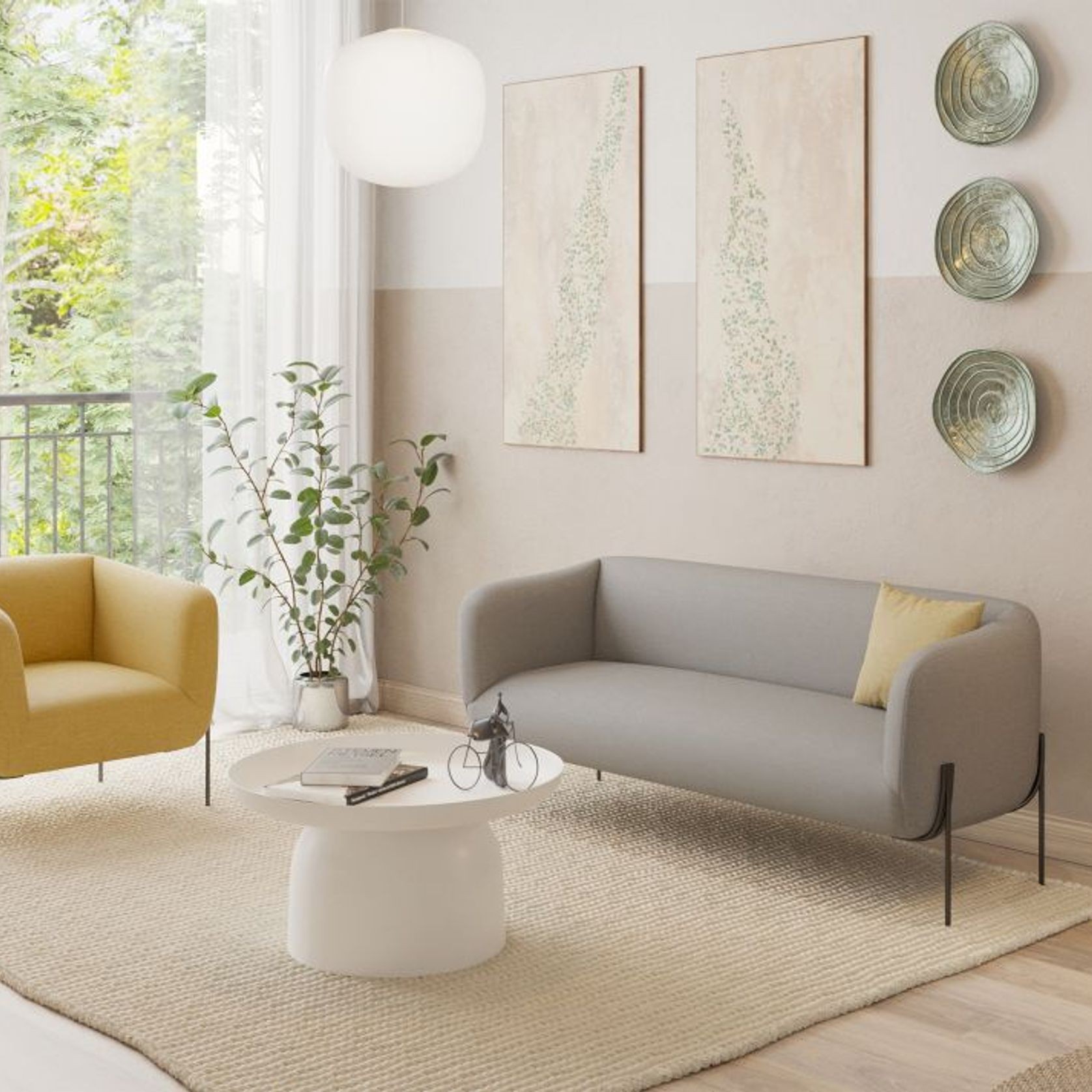 Belle Lounge Chair - Tuscan Yellow - Brushed Matt Gold Legs gallery detail image