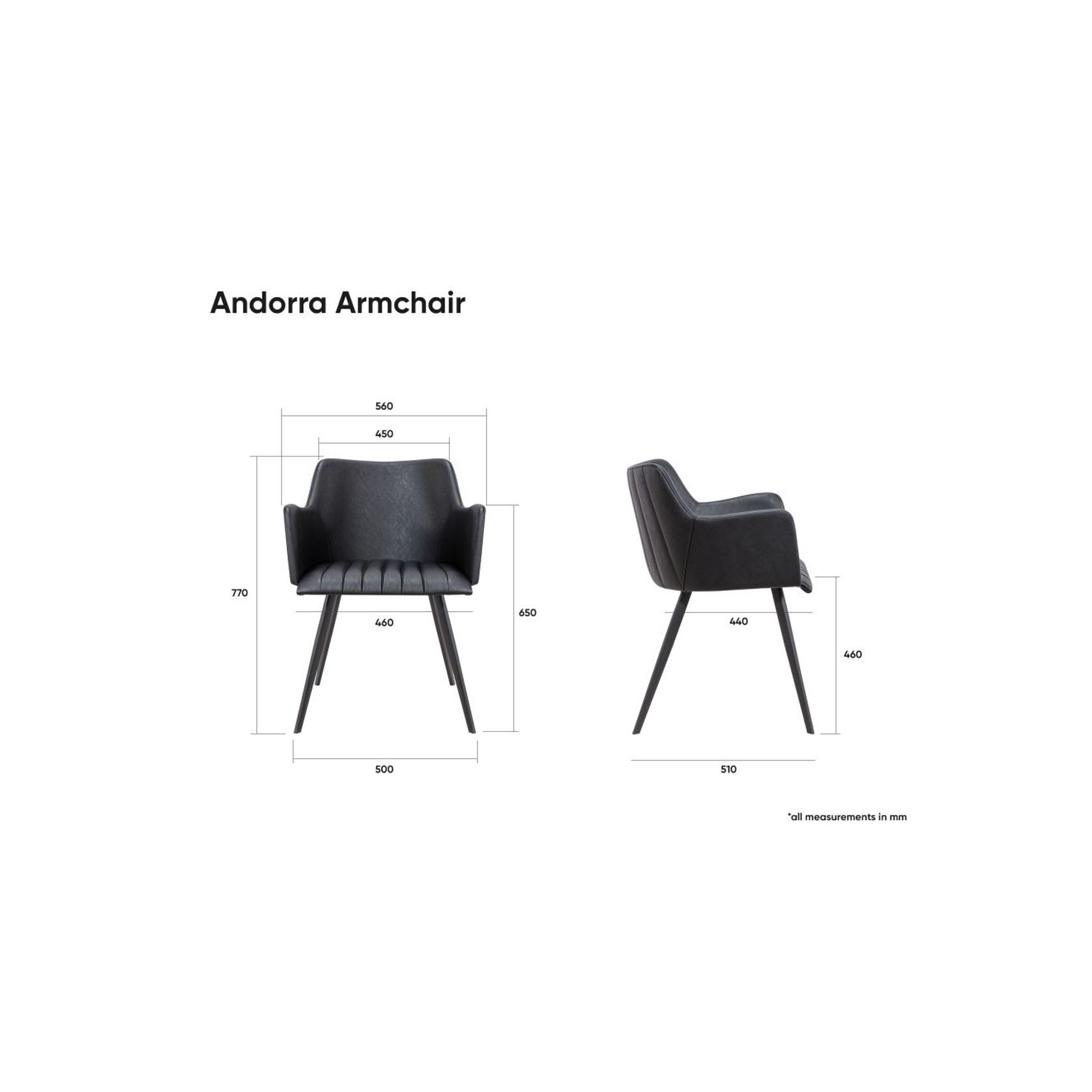 Andorra Arm Chair Vintage Grey Seat gallery detail image