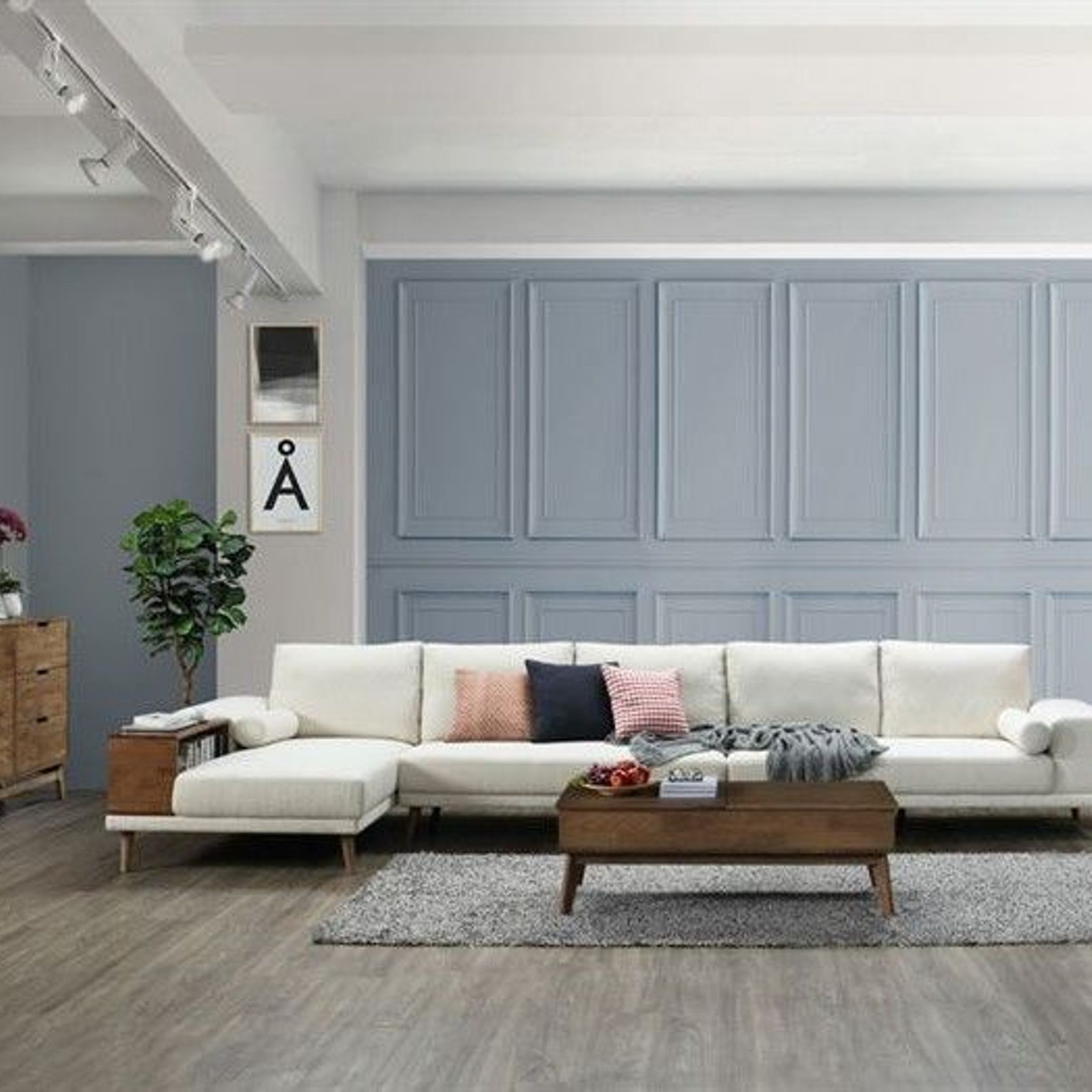 Paris Modular Sofa Series | L-Shape Extension Sofa with Left Chaise | Beige Fabric gallery detail image