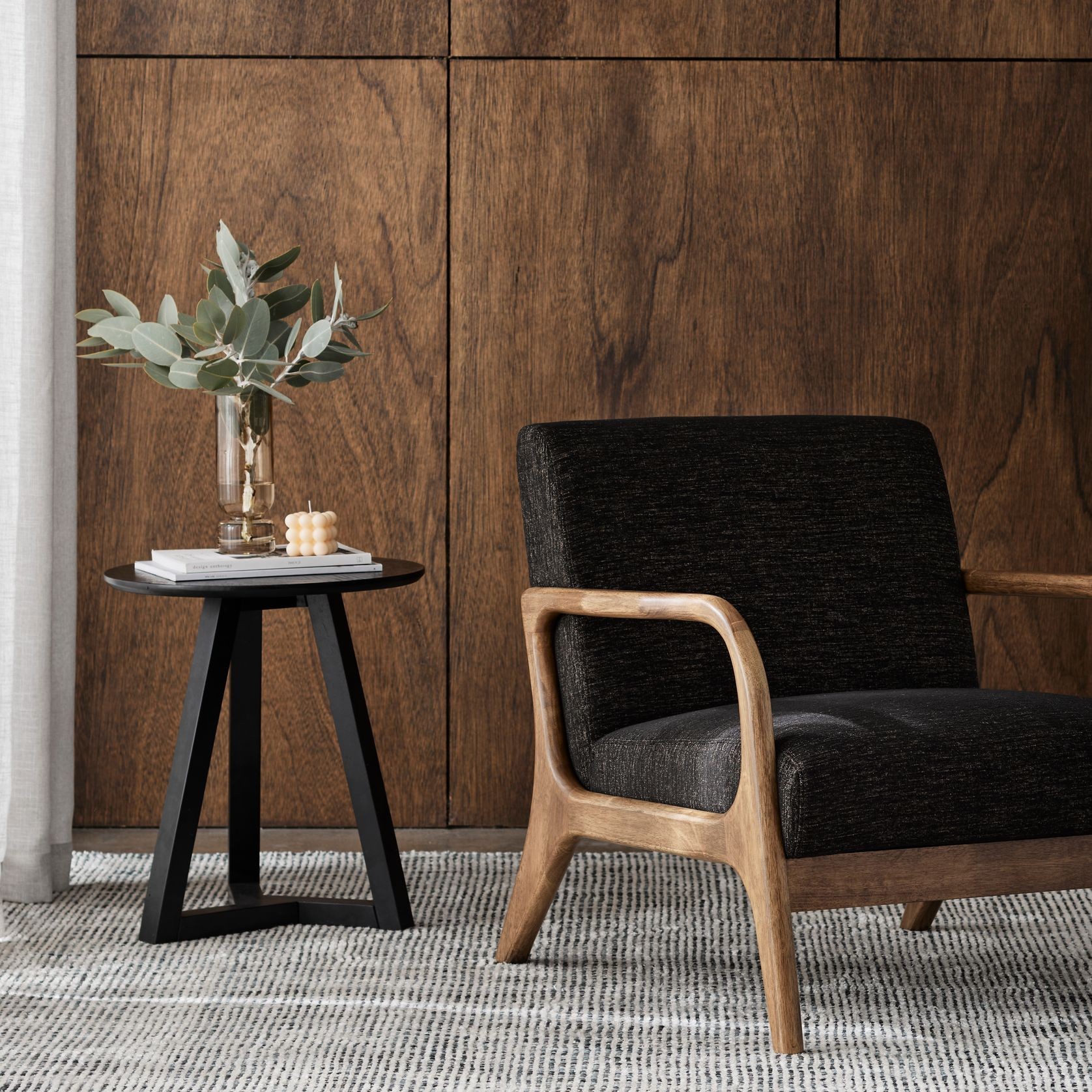 Paris Black Occasional Chair | Walnut | Hardwood Frame gallery detail image