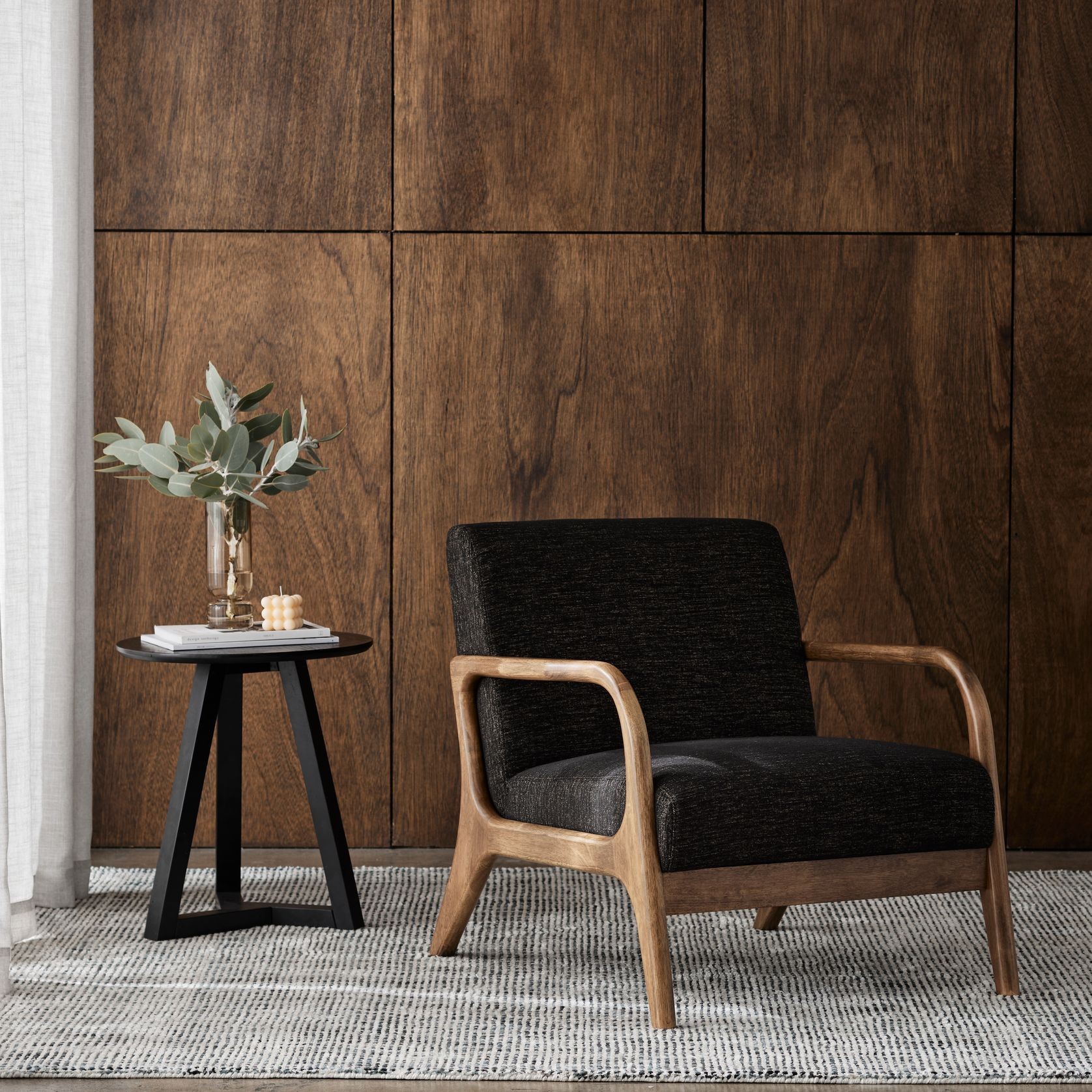 Paris Black Occasional Chair | Walnut | Hardwood Frame gallery detail image
