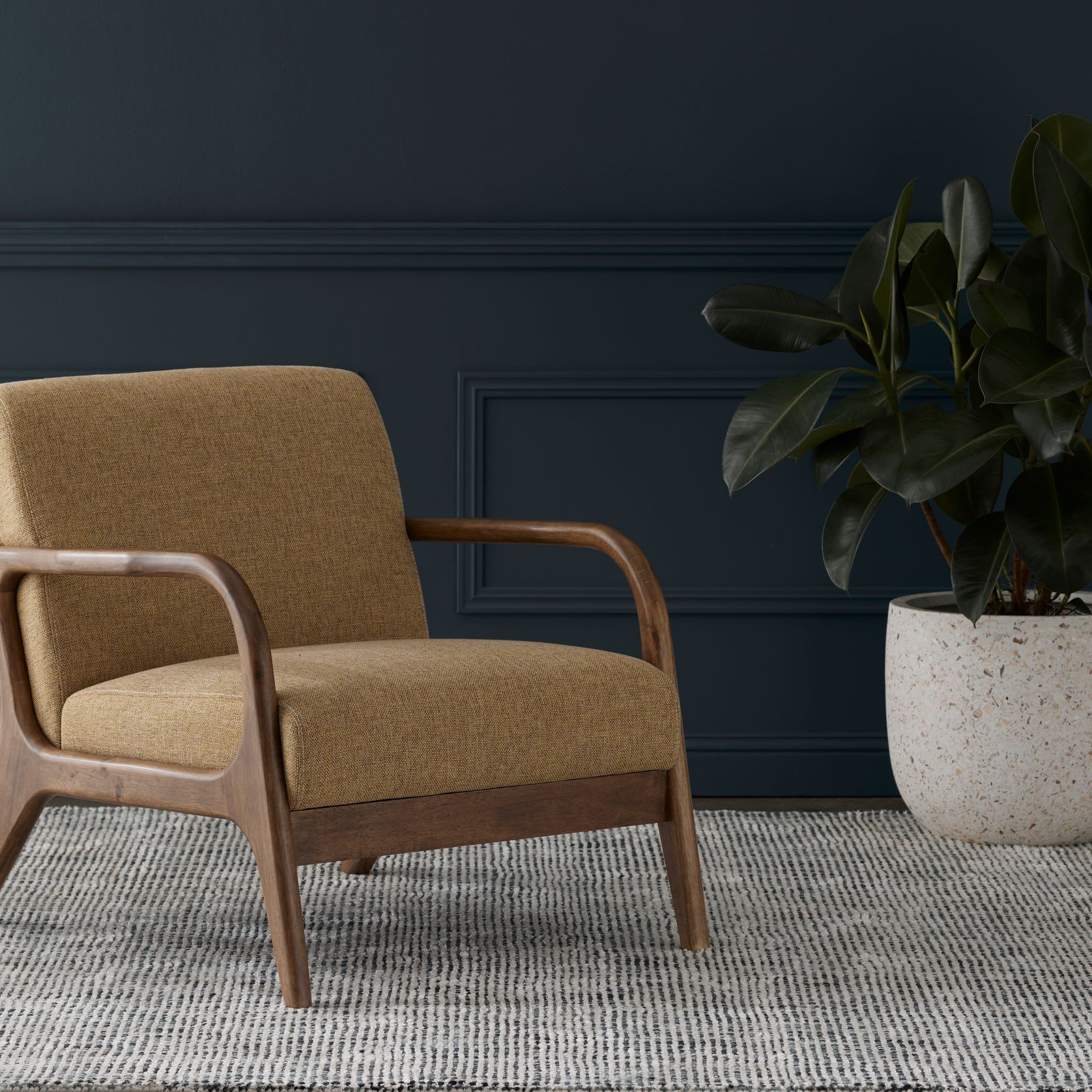 Paris Mustard Occasional Chair | Walnut | Hardwood Frame gallery detail image
