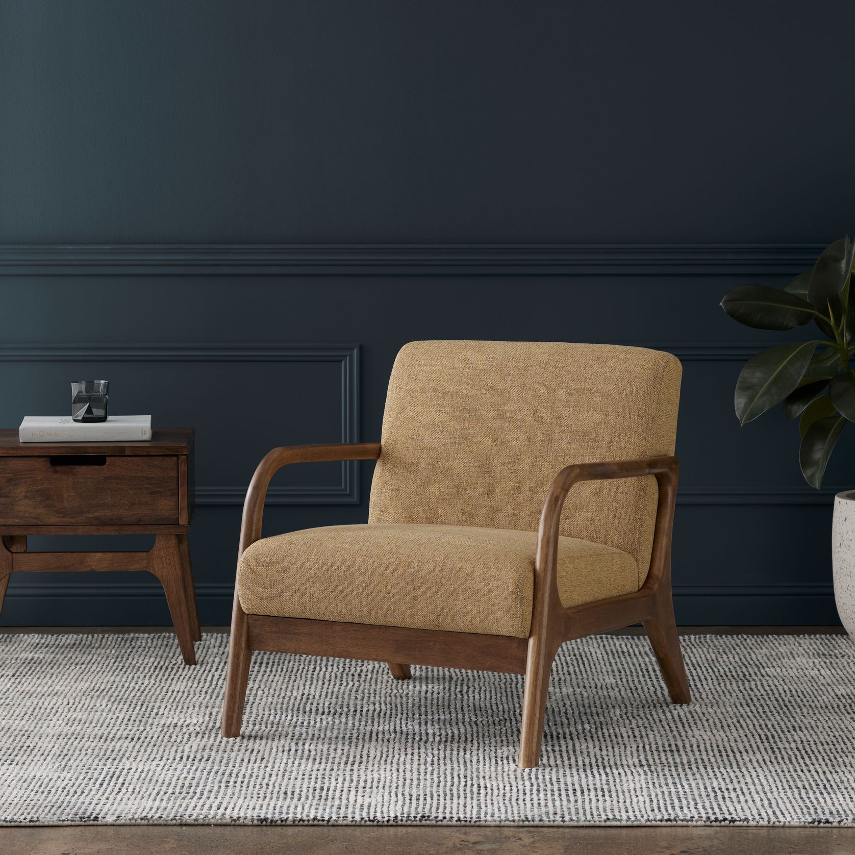 Paris Mustard Occasional Chair | Walnut | Hardwood Frame gallery detail image