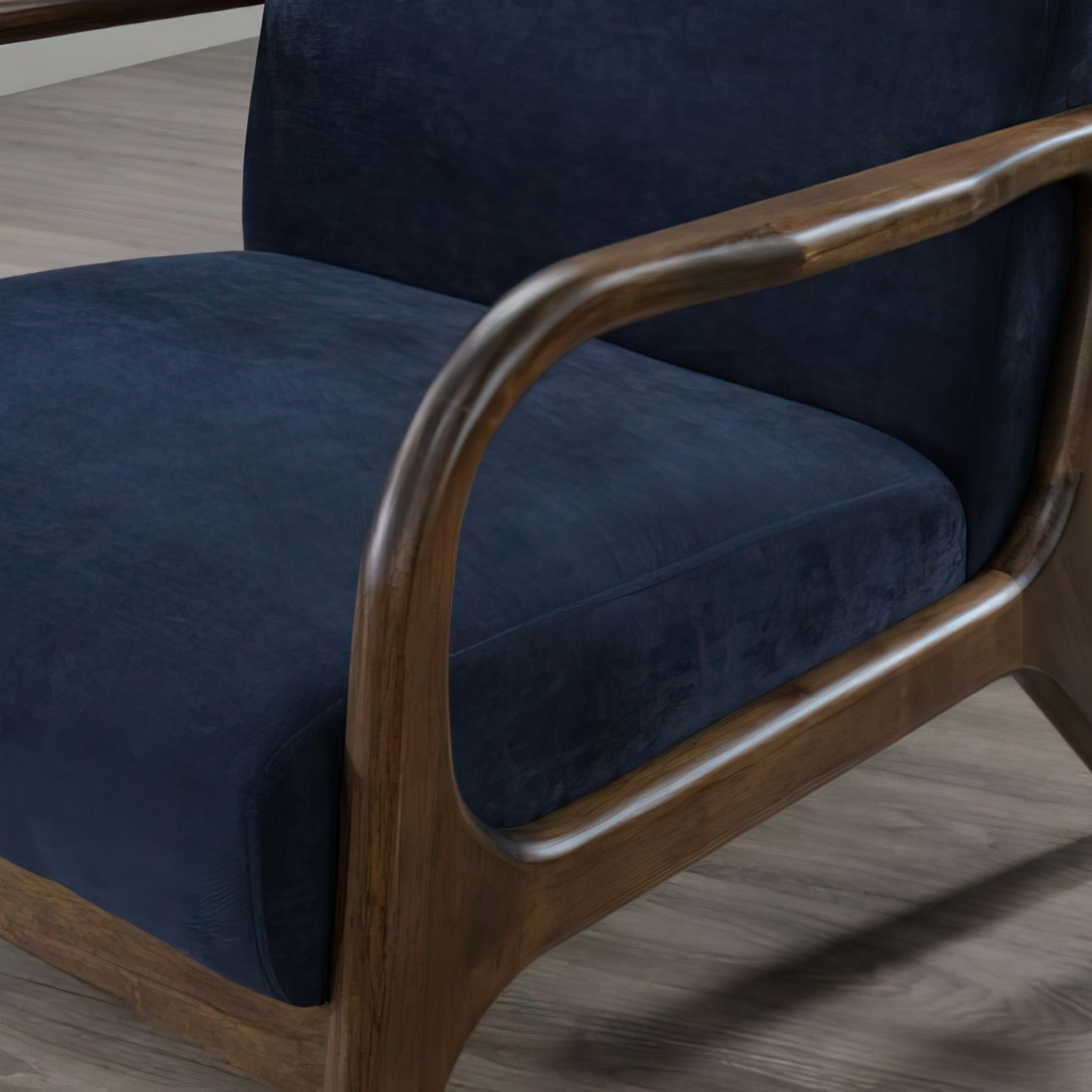 Paris Navy Blue Occasional Chair | Walnut | Hardwood Frame gallery detail image