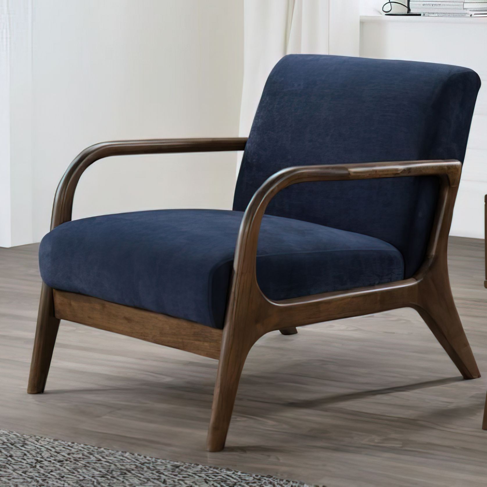 Paris Navy Blue Occasional Chair | Walnut | Hardwood Frame gallery detail image
