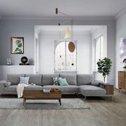 Paris Modular Sofa Series | L-Shape Extension Sofa with Right Chaise | Grey Fabric gallery detail image