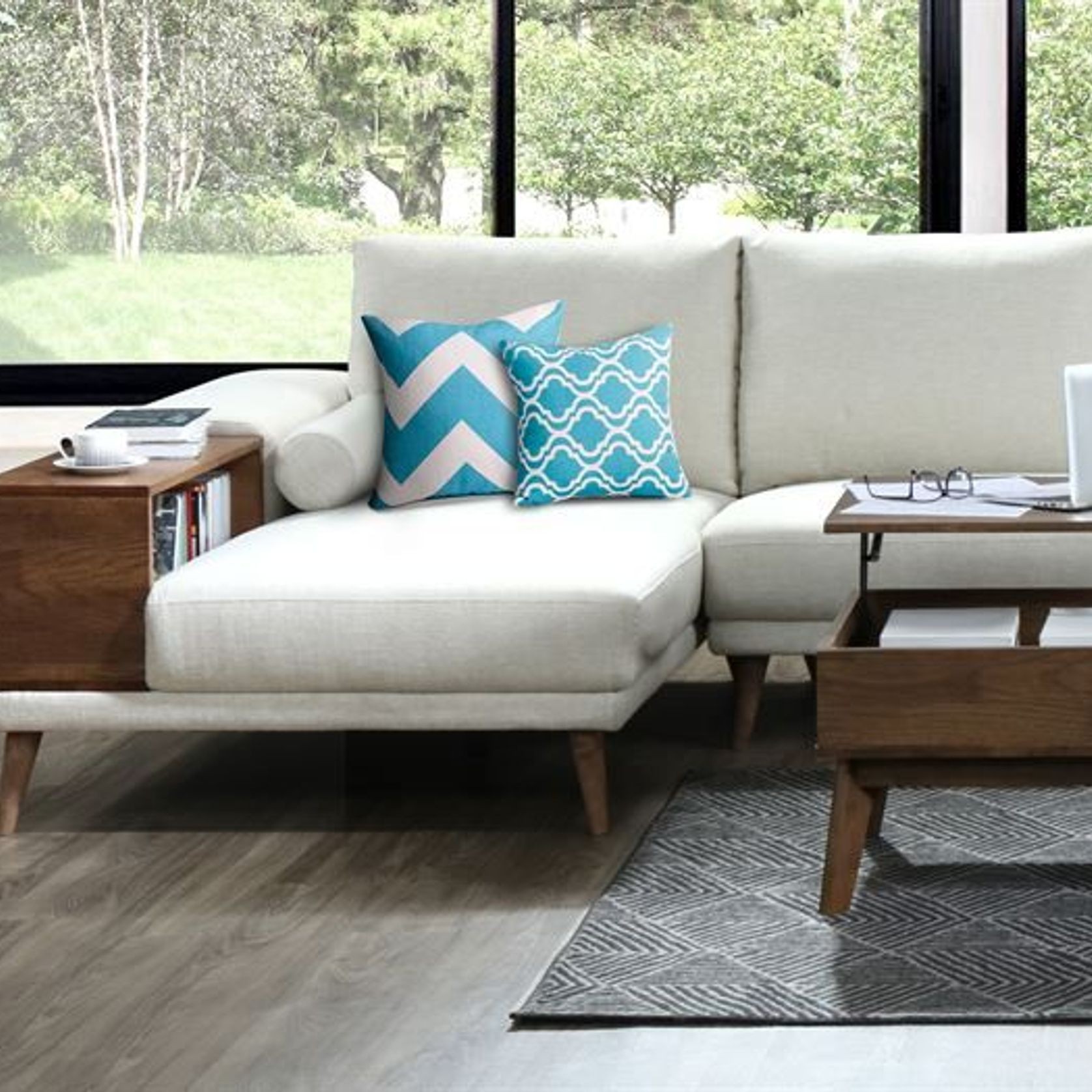 Paris Modular Sofa Series | L-Shape Sofa with Left Chaise | Beige Fabric gallery detail image