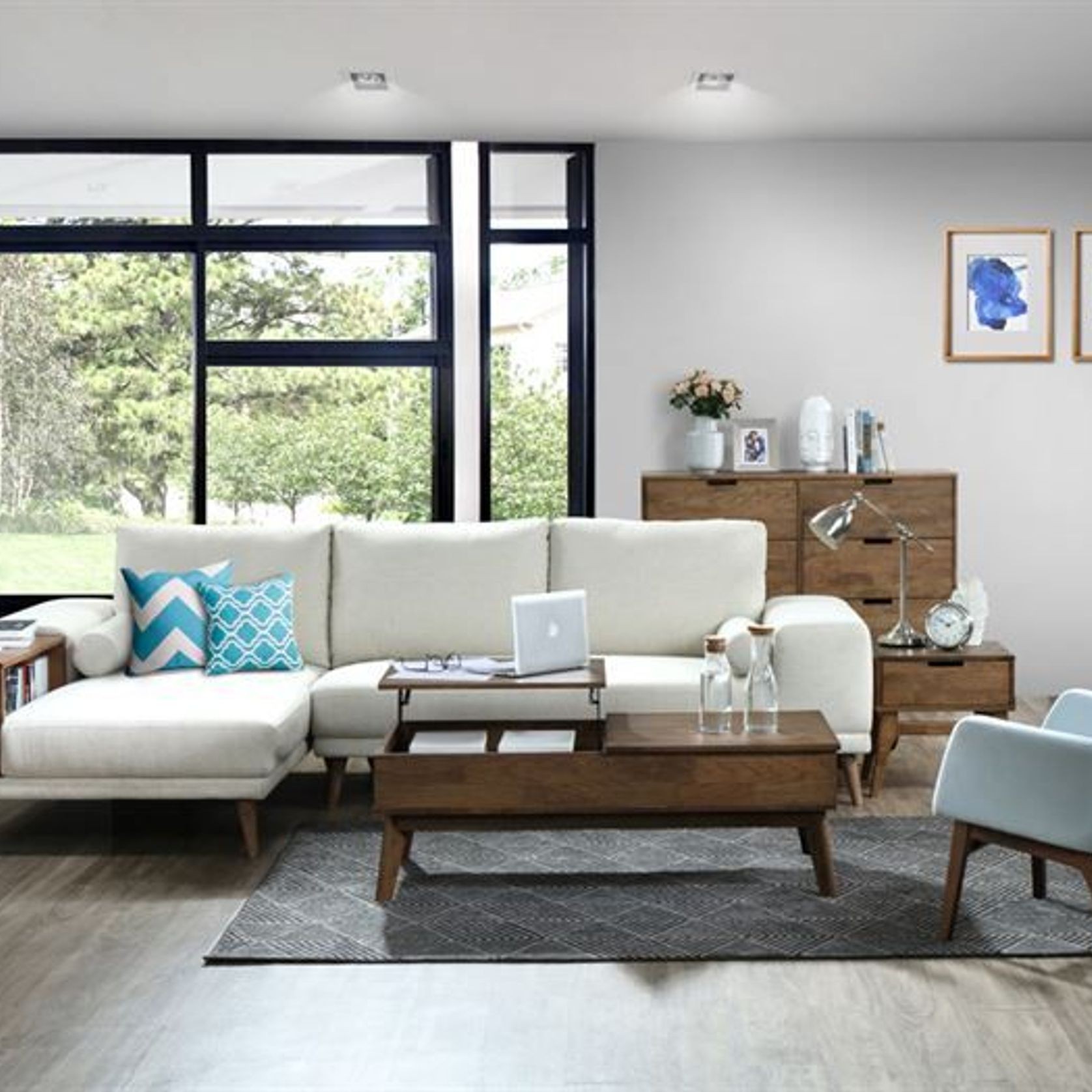 Paris Modular Sofa Series | L-Shape Sofa with Left Chaise | Beige Fabric gallery detail image