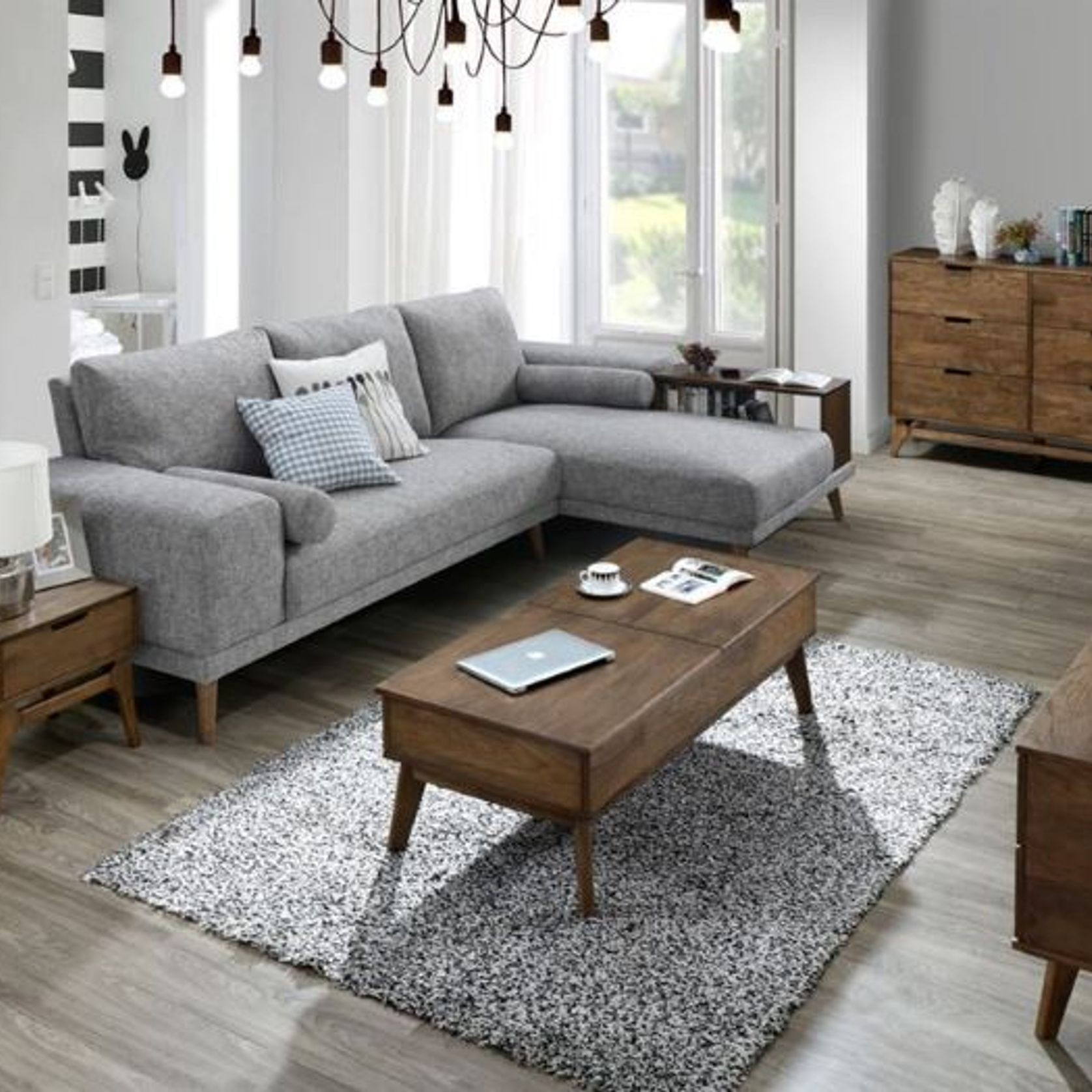 Paris Modular Sofa Series | L-Shape Sofa with Right Chaise | Grey Fabric gallery detail image