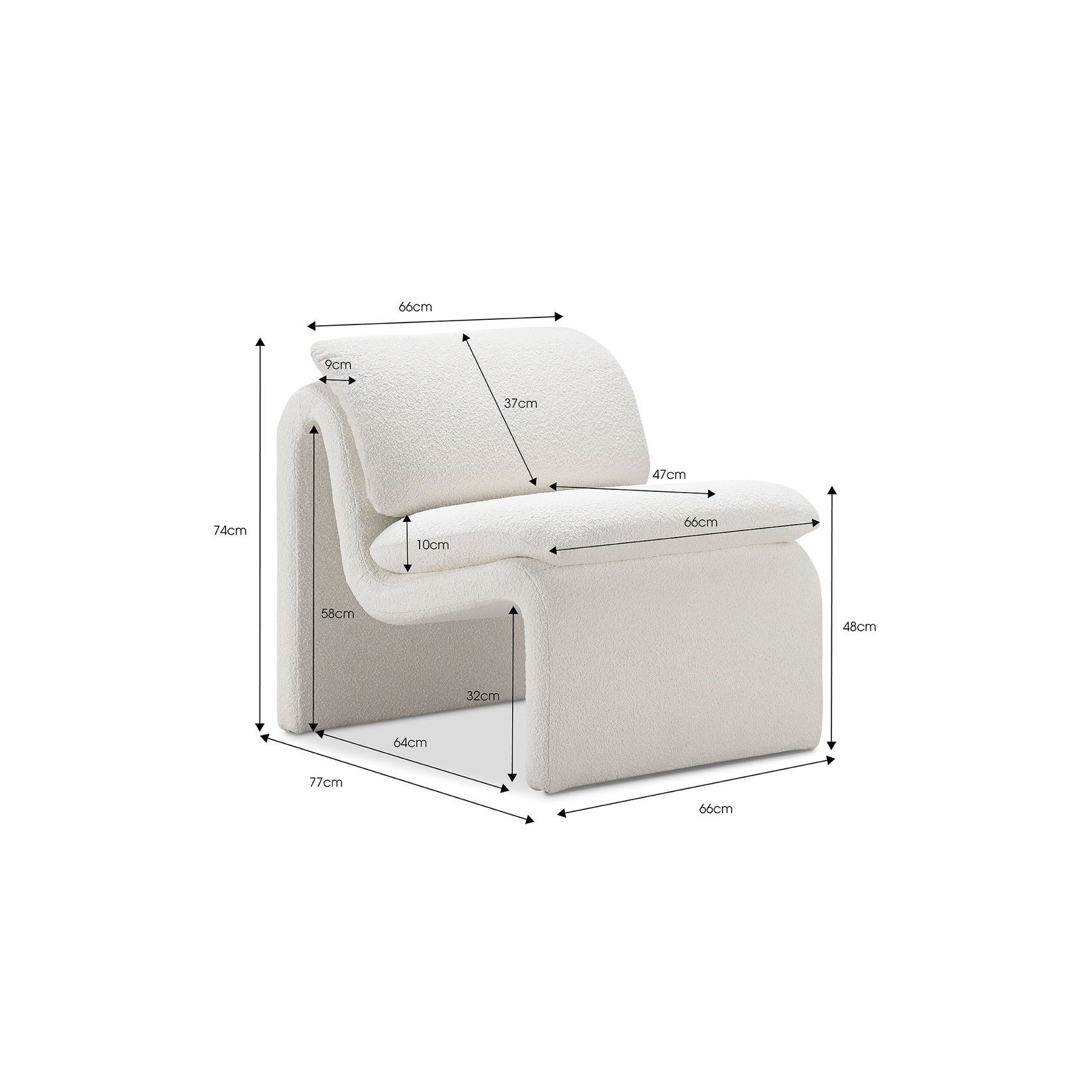 Curvee Occasional Chair | Cream Boucle gallery detail image