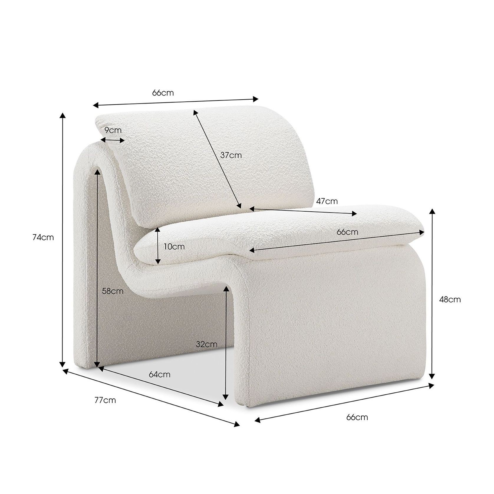 Curvee Occasional Chair | Cream Boucle gallery detail image