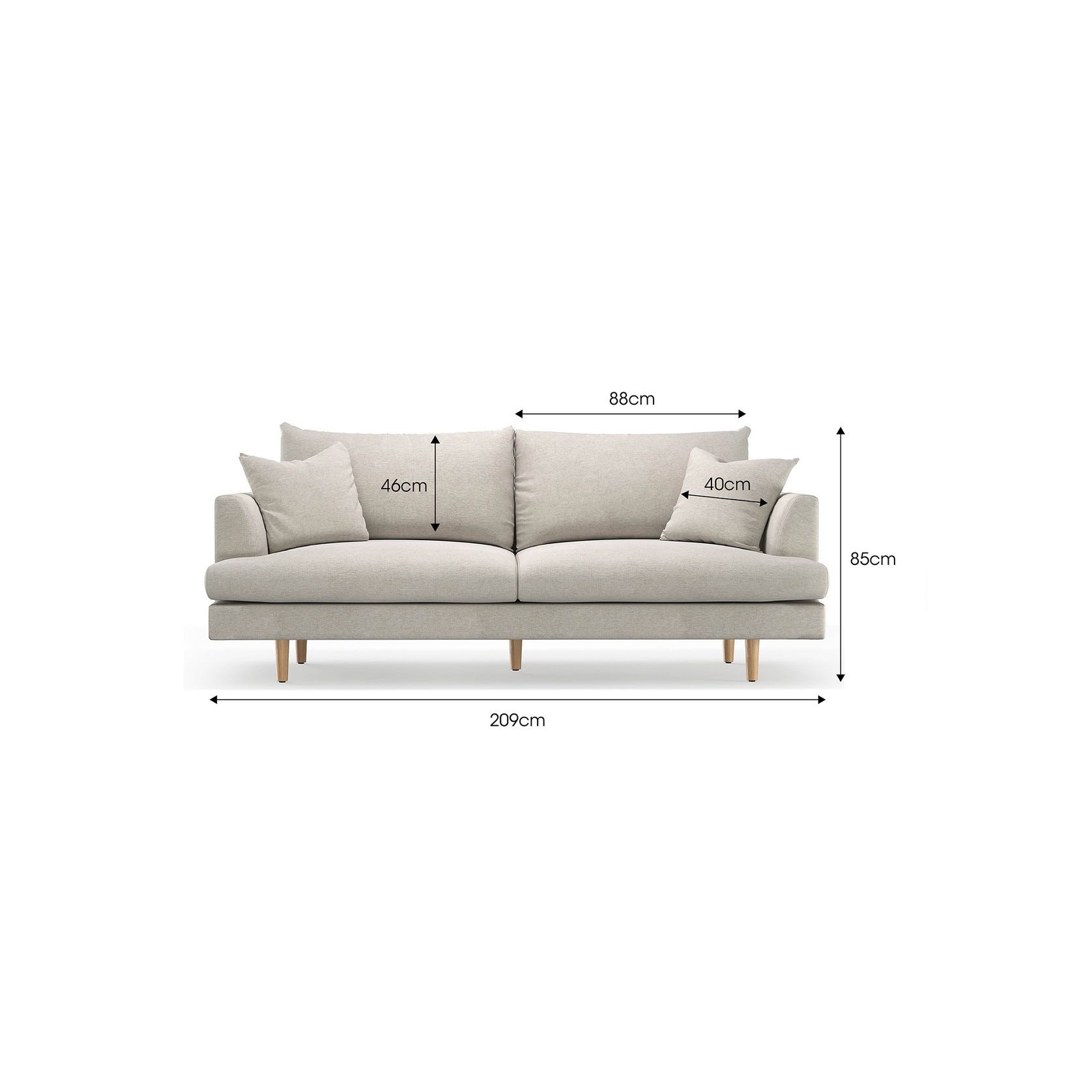 Byron 3 Seater Sofa | Oatmeal Cream gallery detail image