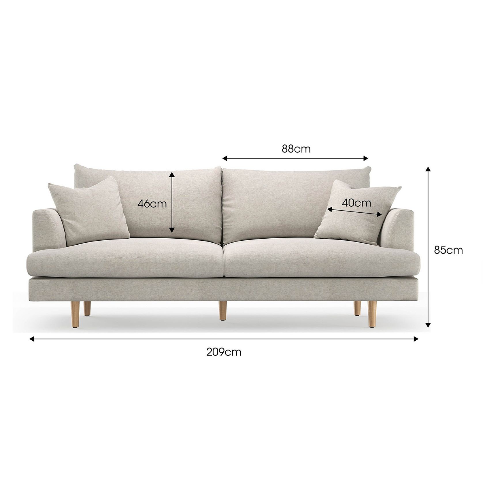 Byron 3 Seater Sofa | Oatmeal Cream gallery detail image