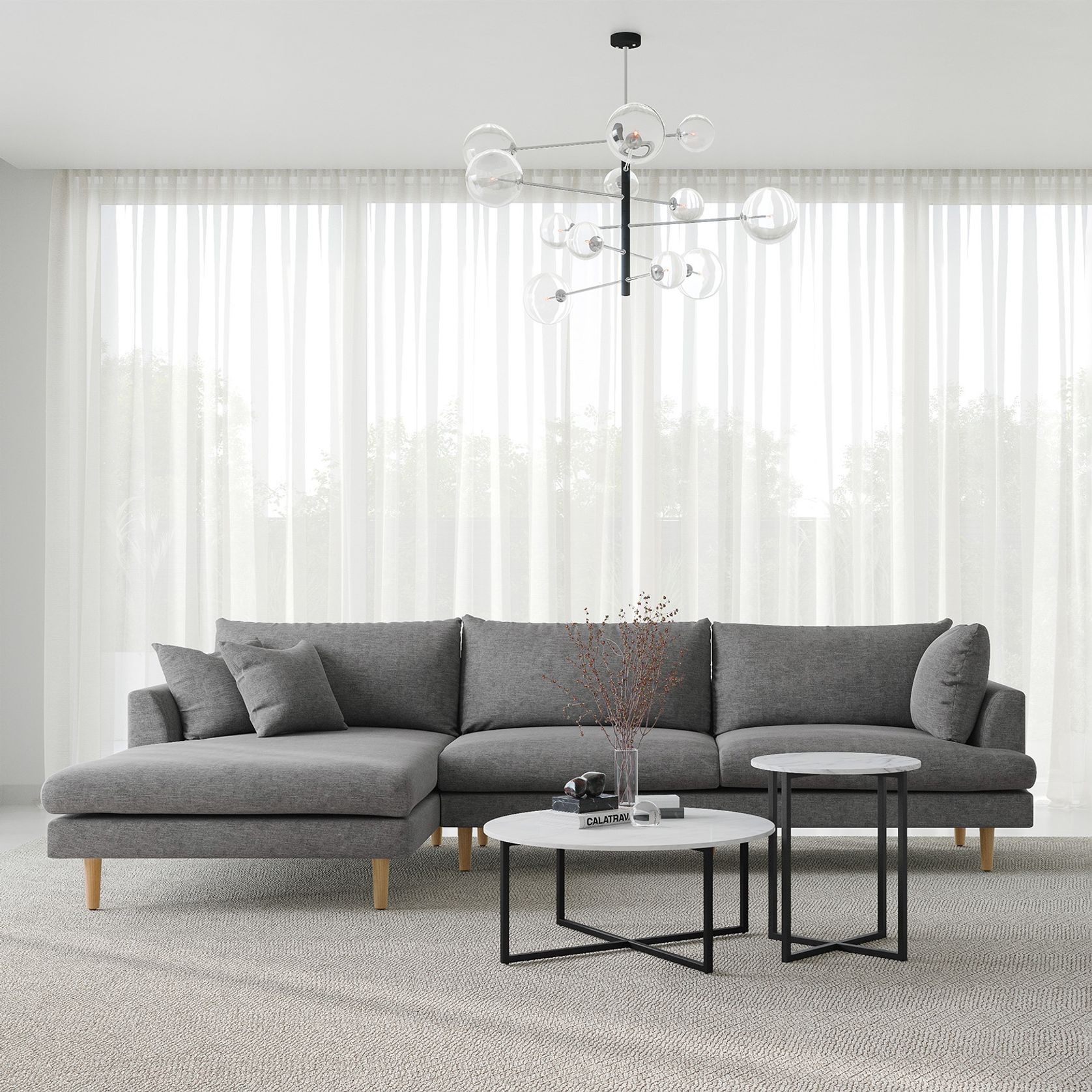 Byron Modular Sofa with Chaise | Anthracite Charcoal gallery detail image