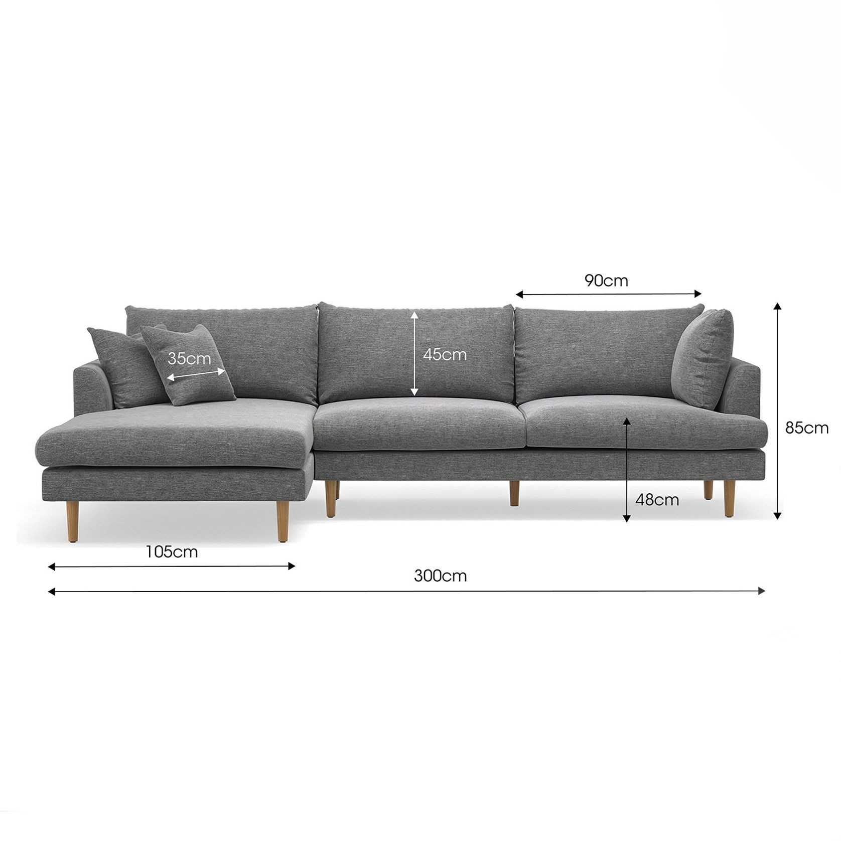 Byron Modular Sofa with Chaise | Anthracite Charcoal gallery detail image