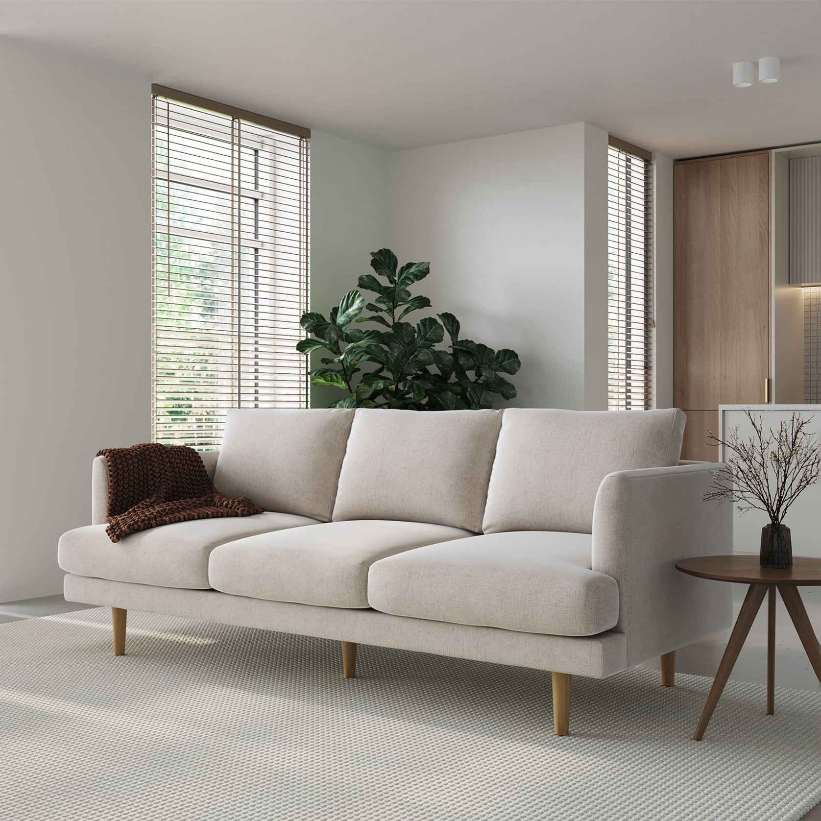 Jaspa 3 Seater Sofa | Biscuit Linen gallery detail image