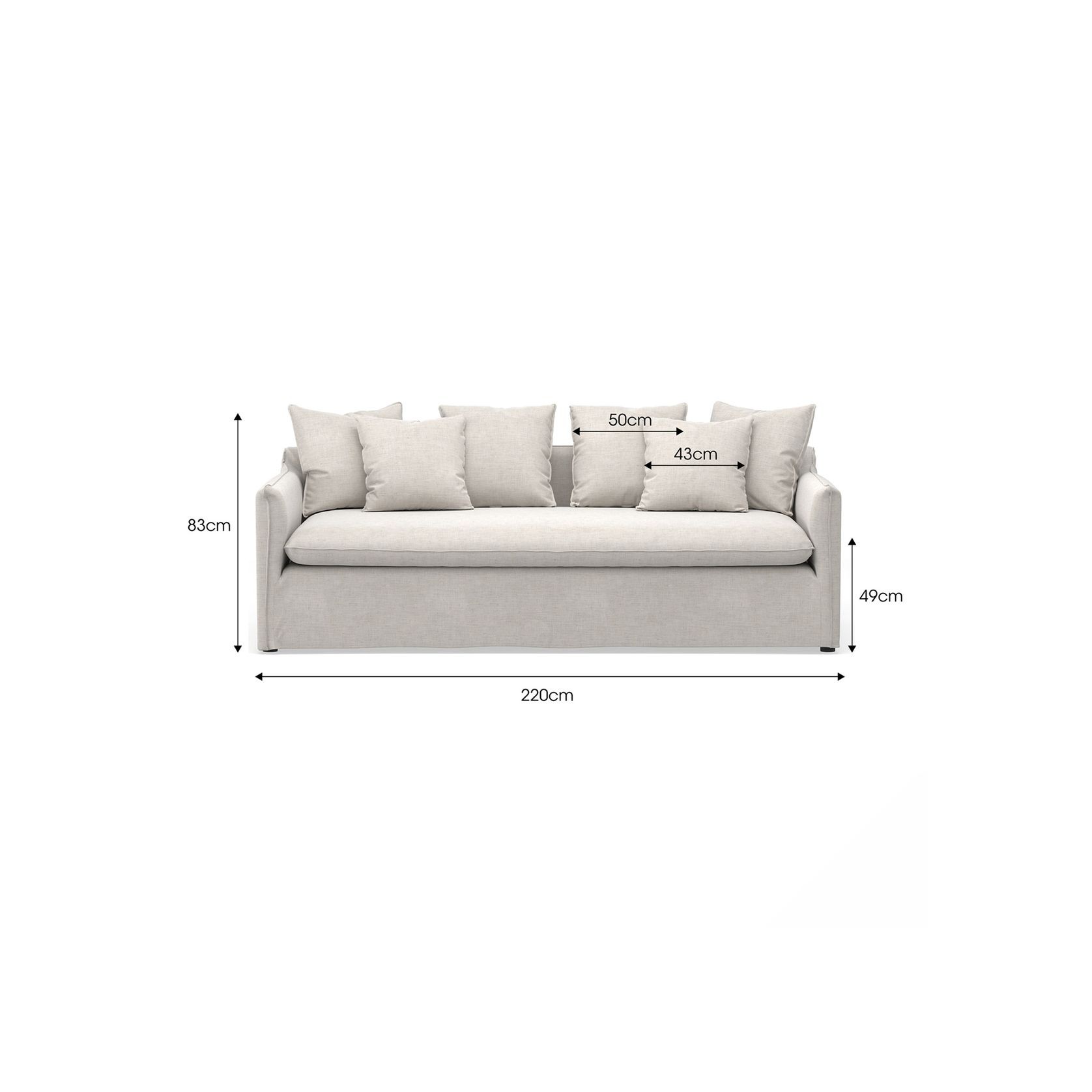 Palms 3 Seater Slip Cover Sofa | Natural Linen gallery detail image