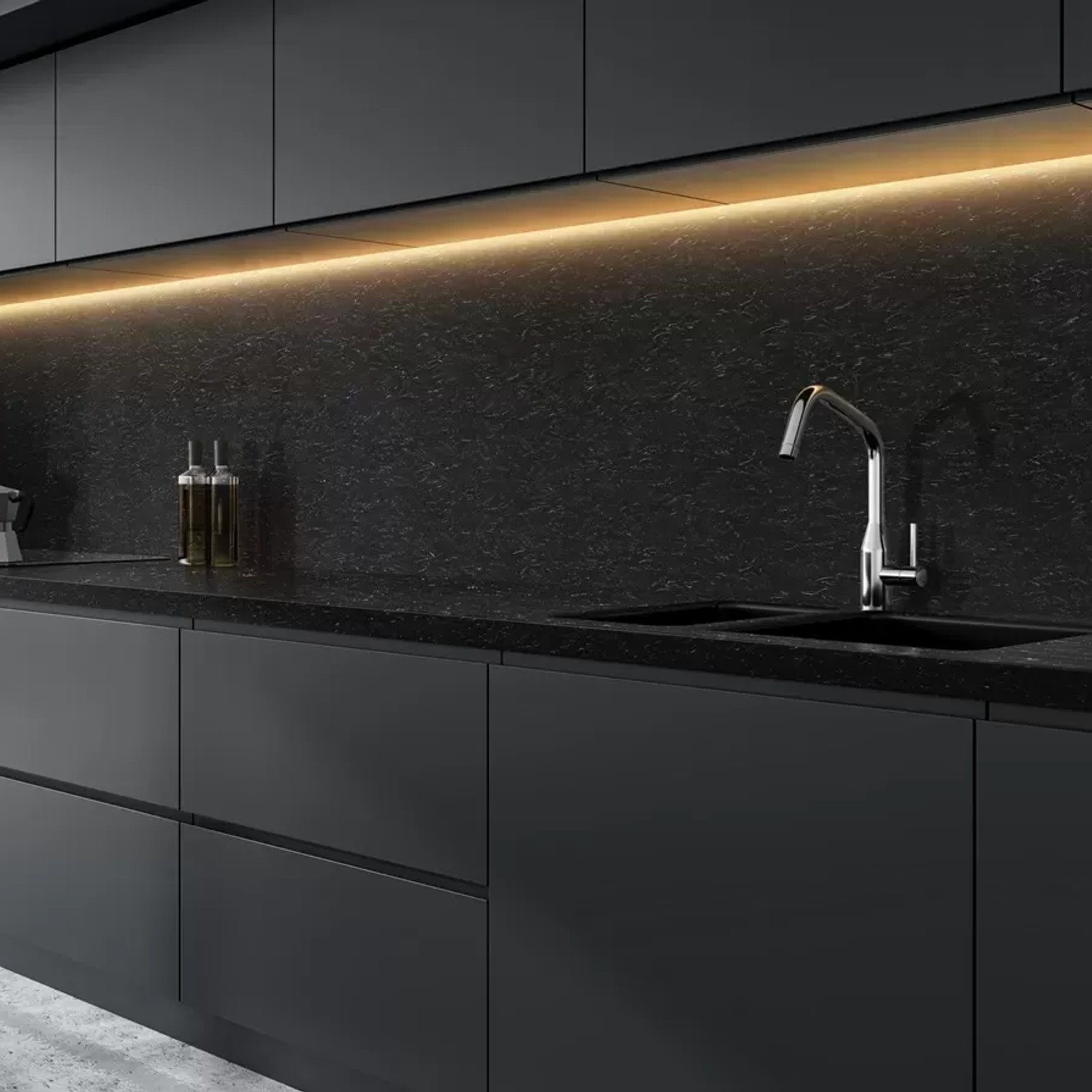 Cascade Black Solid Surface by Hanex gallery detail image