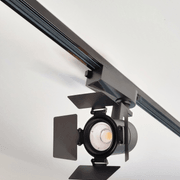 gallery LED track light barn doors