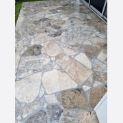 Platinum Tumbled Travertine 20mm | Random Flagstone gallery detail image