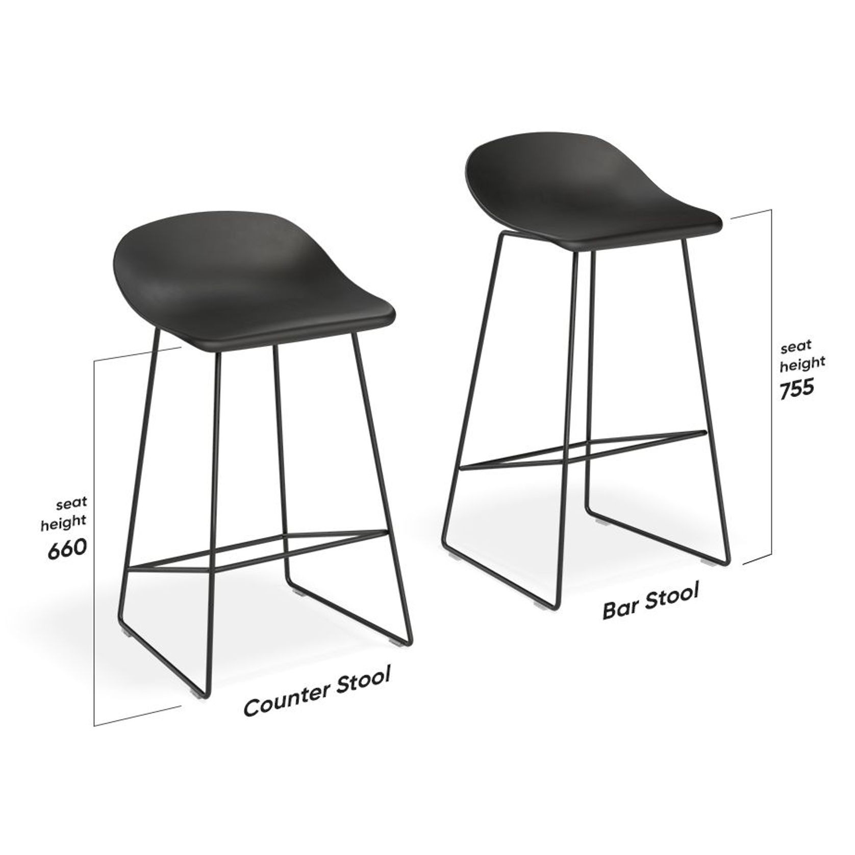 Pop Stool Black Frame and Black Shell Seat gallery detail image