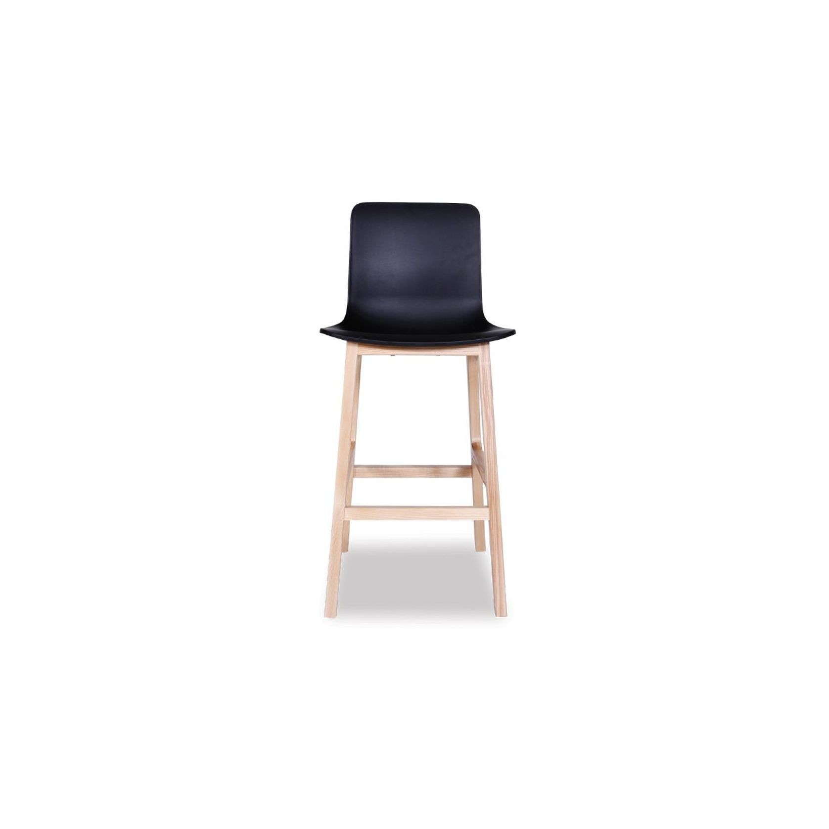 Ara Stool - Natural - Black Shell - Kitchen Bench Seat Height 65cm  - Black Seat - Natural Ash legs gallery detail image