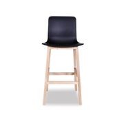 Ara Stool - Natural - Black Shell - Kitchen Bench Seat Height 65cm  - Black Seat - Natural Ash legs gallery detail image