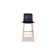 Ara Stool - Natural - Black Shell - Kitchen Bench Seat Height 65cm  - Black Seat - Natural Ash legs gallery detail image