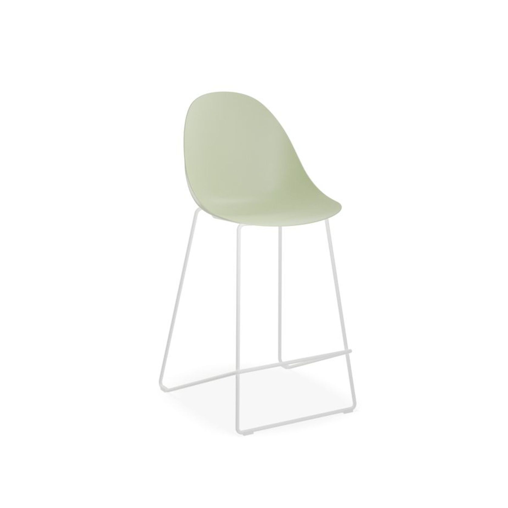 Pebble Mint Green Stool Shell Seat - Bar Stool 75cm Seat - Black Base gallery detail image