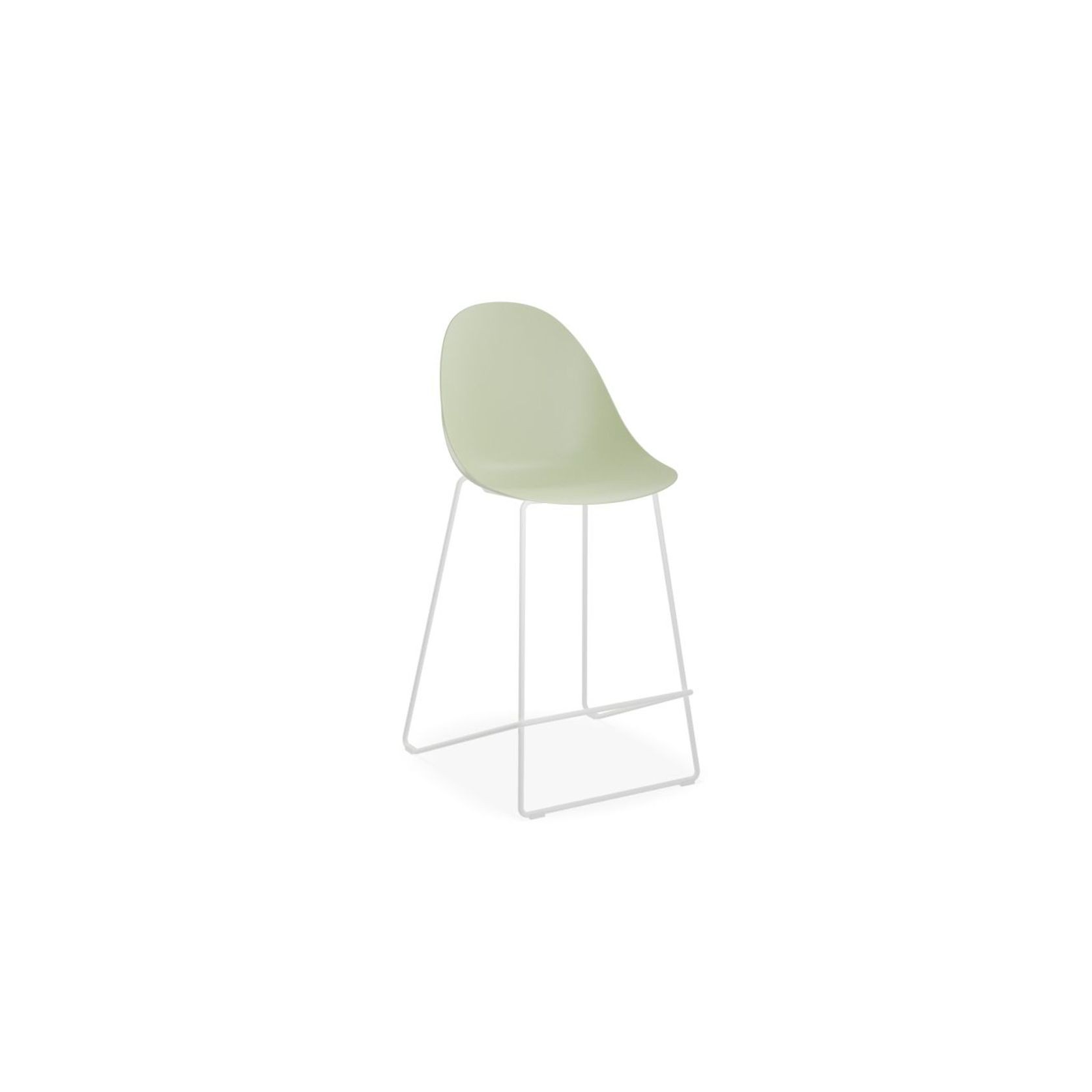Pebble Mint Green Stool Shell Seat - Bar Stool 75cm Seat - White Base gallery detail image