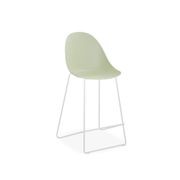Pebble Mint Green Stool Shell Seat - Bar Stool 75cm Seat - White Base gallery detail image