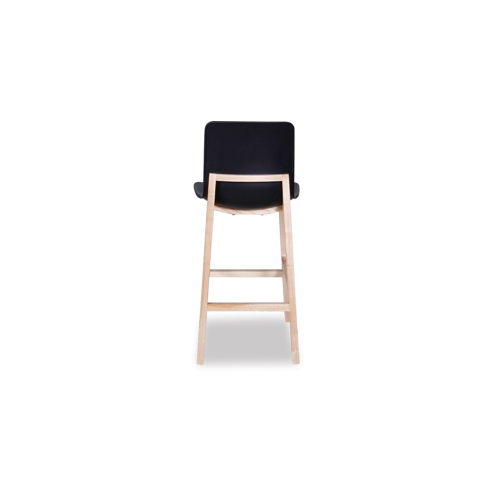 Ara Stool - Natural - Black Shell - Kitchen Bench Seat Height 65cm  - Black Seat - Natural Ash legs gallery detail image