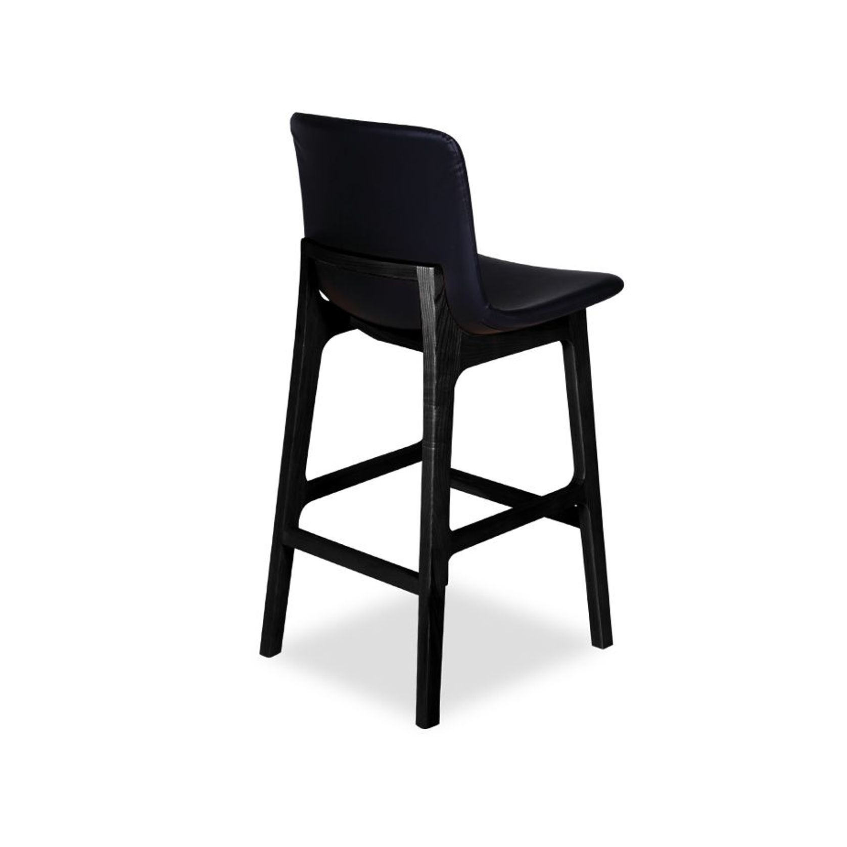 Ara Stool - Black - Black Pad - Bar Bench Seat Height 74cm  - Black Seat - Black Ash legs gallery detail image