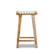 Lazie Leather Strapping Bar Stool | 66cm | Teak & White gallery detail image