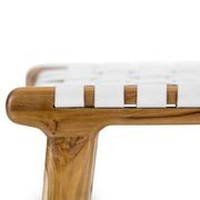 Lazie Leather Strapping Bar Stool | 66cm | Teak & White gallery detail image