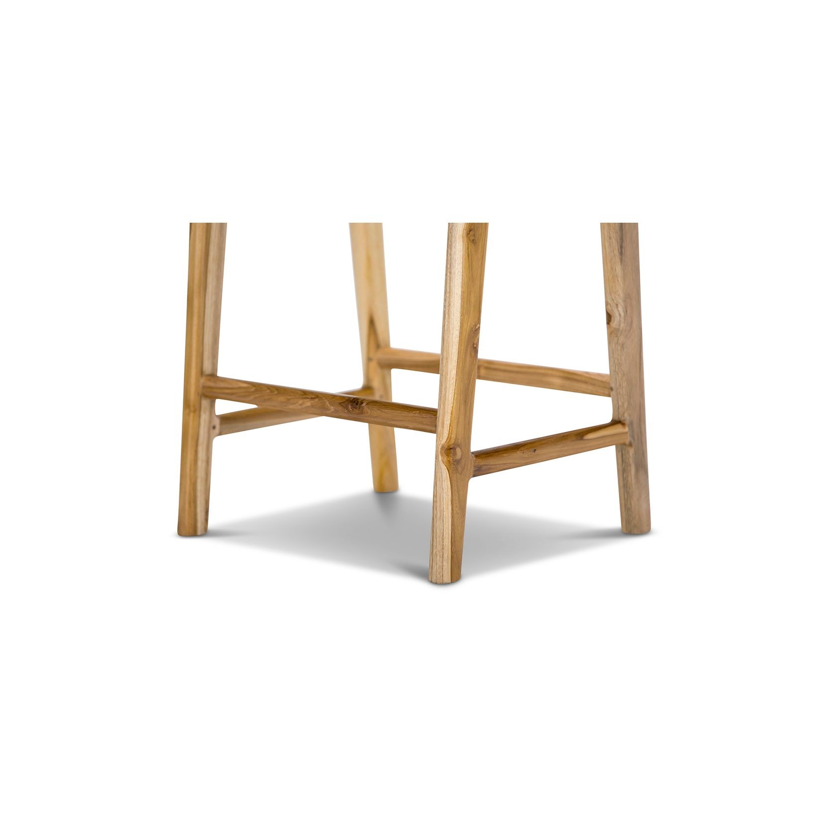Lazie Leather Strapping Bar Stool | 66cm | Teak & White gallery detail image