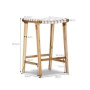 Lazie Leather Strapping Bar Stool | 66cm | Teak & White gallery detail image