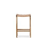 Lazie Leather Strapping Bar Stool | 66cm | Teak & Natural Tan gallery detail image
