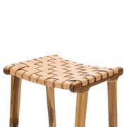 Lazie Leather Strapping Bar Stool | 66cm | Teak & Natural Tan gallery detail image