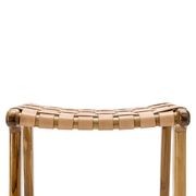 Lazie Leather Strapping Bar Stool | 66cm | Teak & Natural Tan gallery detail image
