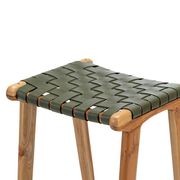 Lazie Leather Strapping Bar Stool 66cm | Teak & Olive gallery detail image