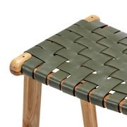 Lazie Leather Strapping Bar Stool 66cm | Teak & Olive gallery detail image