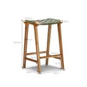 Lazie Leather Strapping Bar Stool 66cm | Teak & Olive gallery detail image