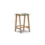 Lazie Leather Strapping Bar Stool 66cm | Teak & Olive gallery detail image