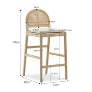 Estelle Rattan Arch Barstool | Cream Bouclé & Natural gallery detail image