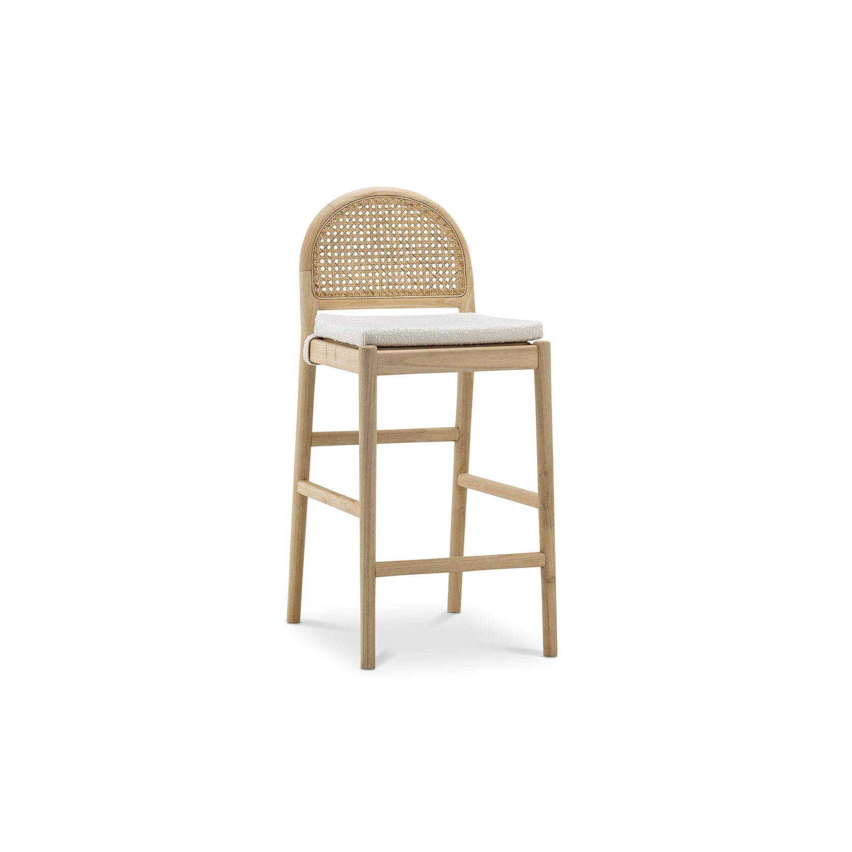 Estelle Rattan Arch Barstool | Cream Bouclé & Natural gallery detail image