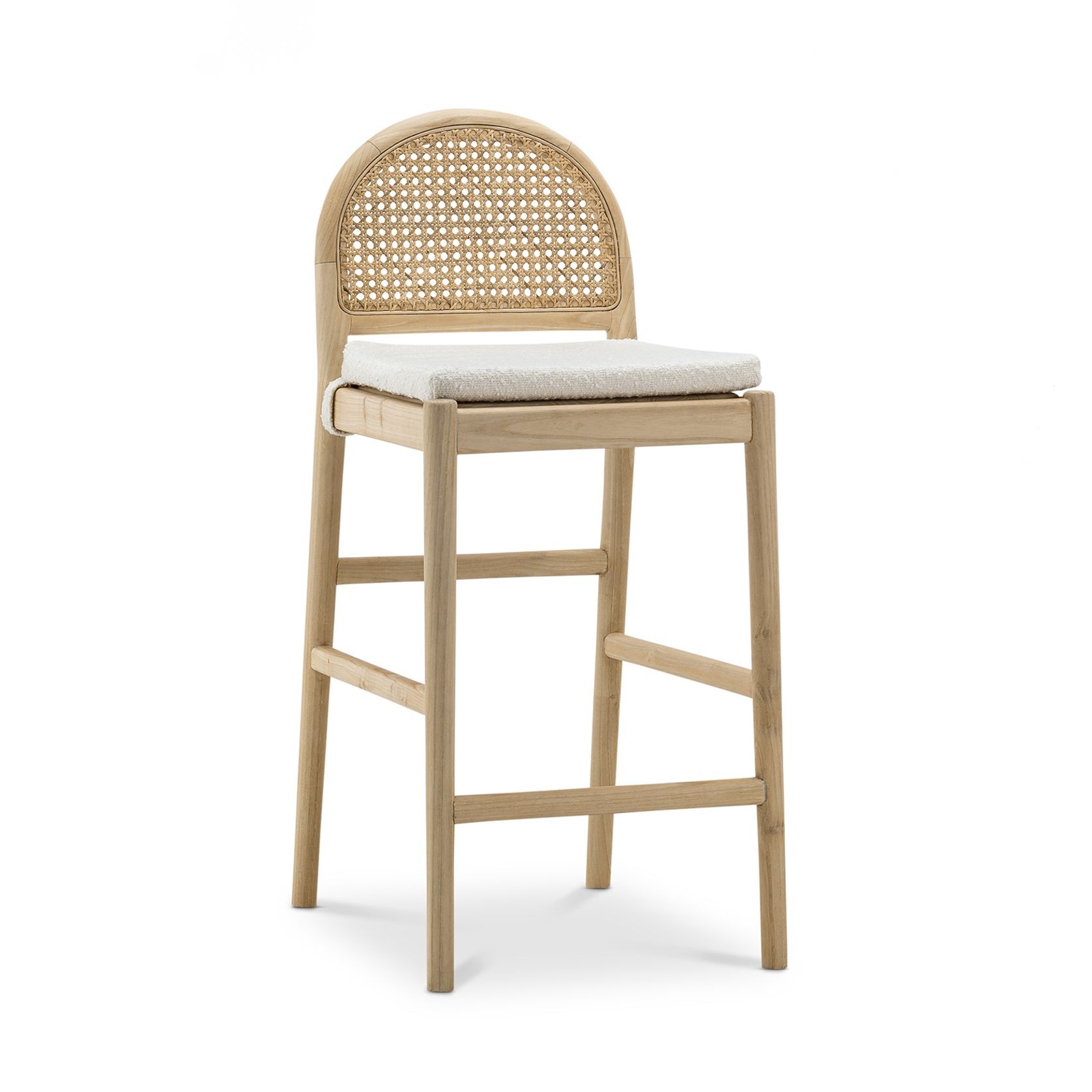 Estelle Rattan Arch Barstool | Cream Bouclé & Natural gallery detail image